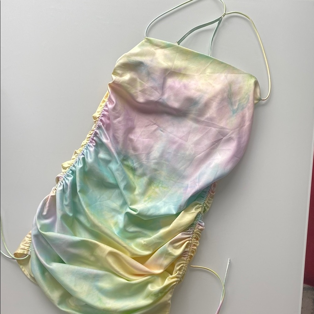 Pastel Tie-Dye Ruched Dress